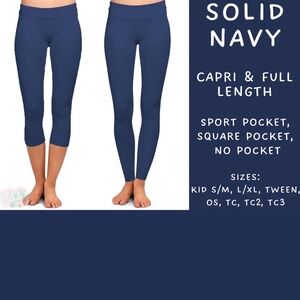 Solid Navy Capri Length Leggings (TC2)